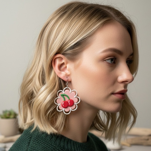 Cherry Blossom - Handmade Earrings - Valentine’s Day - Picture 3 of 6